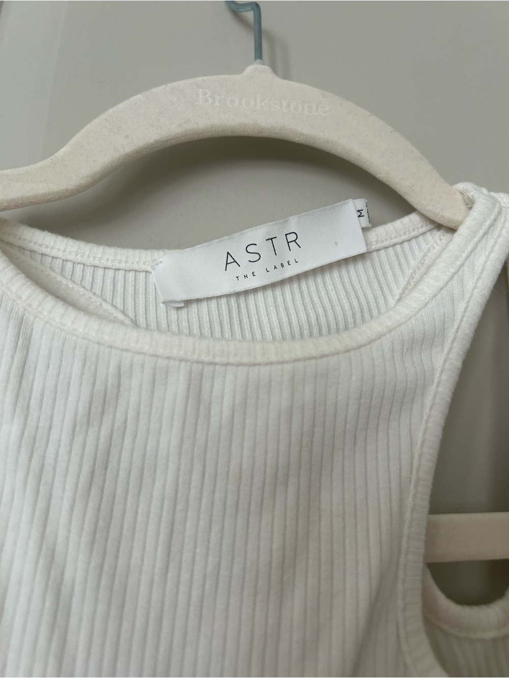 ASTR Ribbed Racerback White Bodysuit - Picture 2 of 3